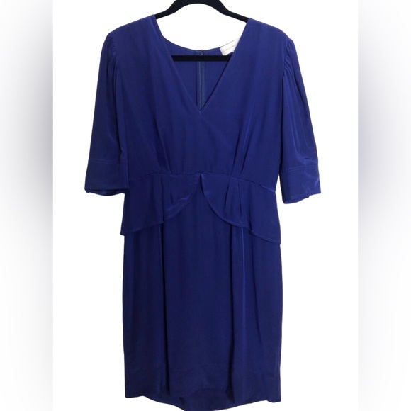 Stella McCartney Royal Blue 100% Silk Short Sleeve Mini Dress Size 42 IT/ US 8 - Picture 1 of 12